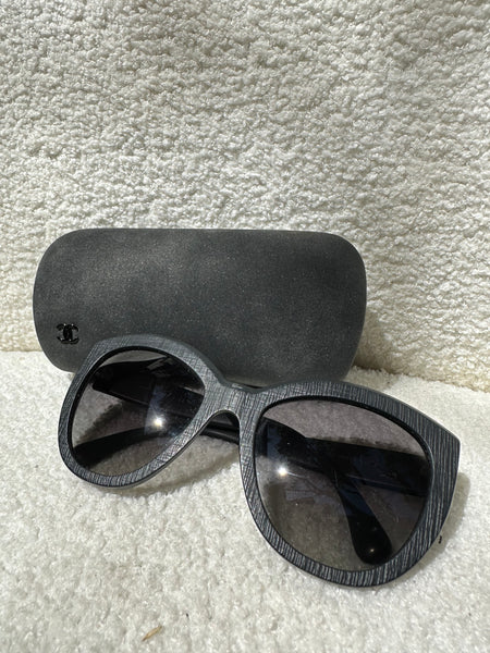 Chanel Black Etched Sunglasses