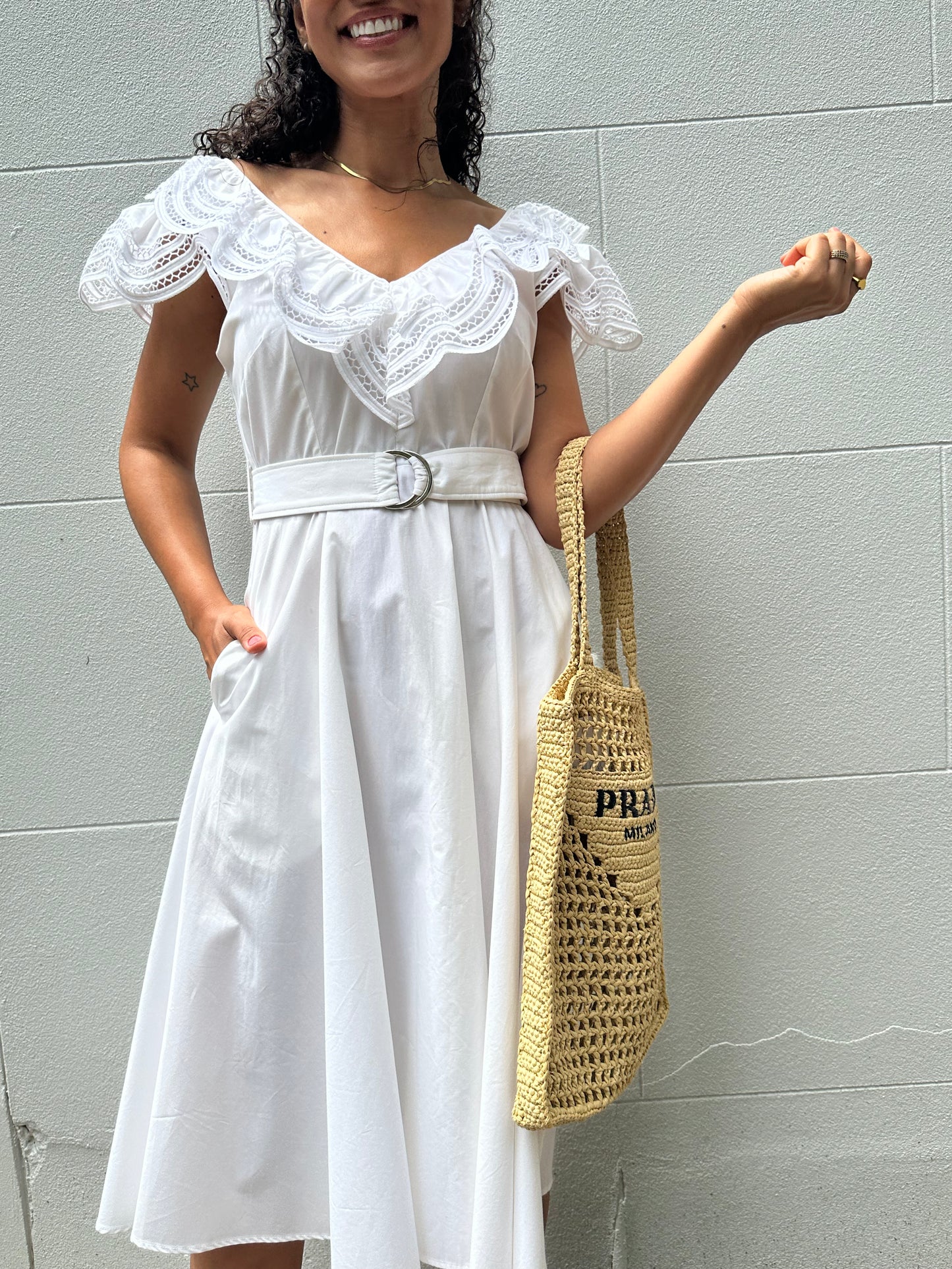 PAROSH White Sundress Size M