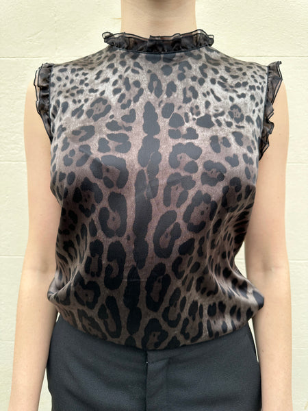 Dolce & Gabbana Animal Silk Top Size 42