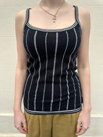 Chanel Black Stripe Wool Top Size 40