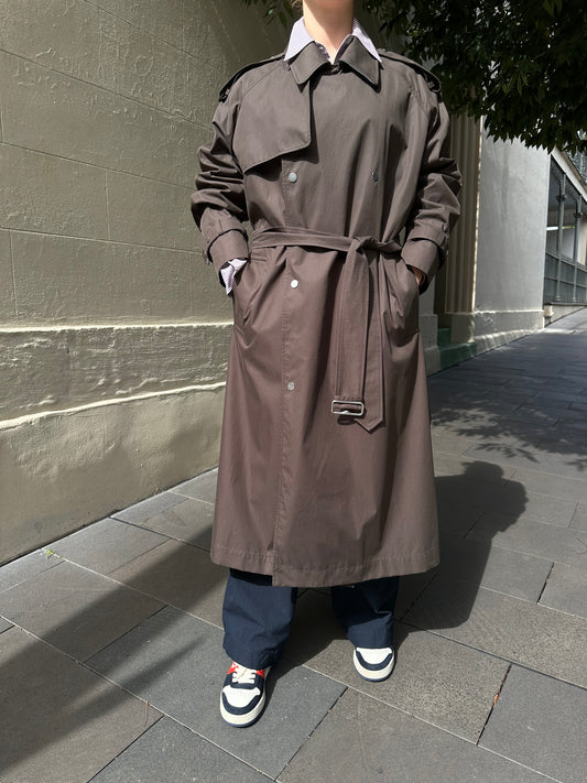 Burberry Long Gabardine Castleford Otter Trench Size 8
