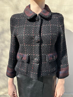 Chanel Black Check Jacket Size 38