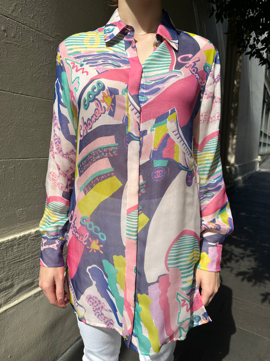 Chanel Multi Sheer Shirt Size 40