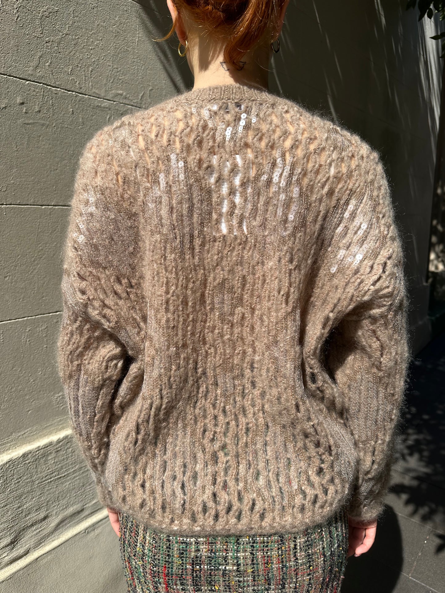 Brunello Cucinelli Beige Sequinned Knit Size M