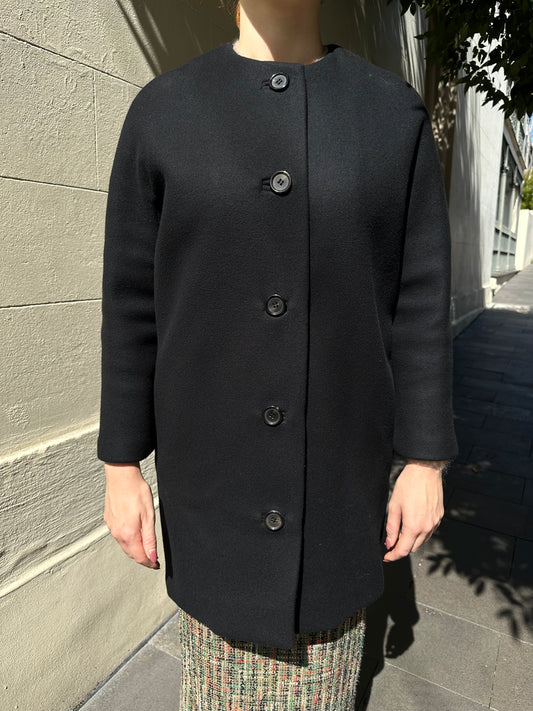 Scanlan Theodore Dark Navy Collarless Coat Size 8