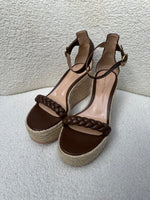 Gianvito Rossi Brown Woven Platform Shoes Size 39