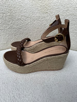 Gianvito Rossi Brown Woven Platform Shoes Size 39