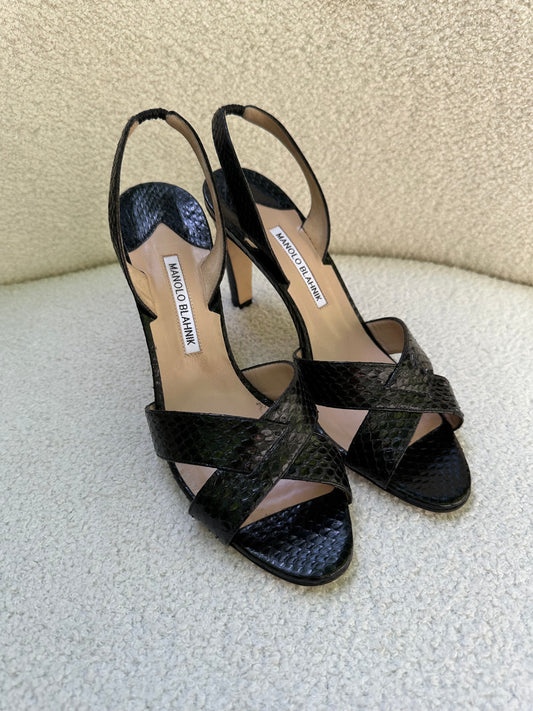 Manolo Blahnik Black Croc Heels Size 41