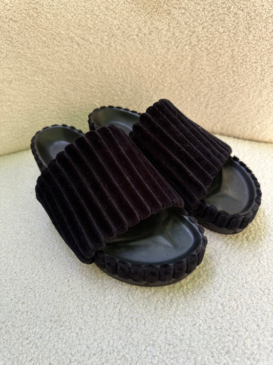 Celine Black Velvet Slides Size 40