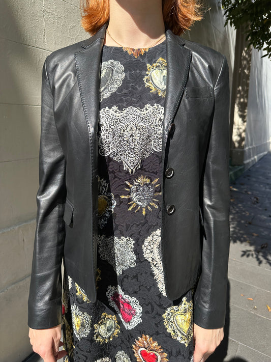 Gucci Fine Black Leather Blazer Size 42