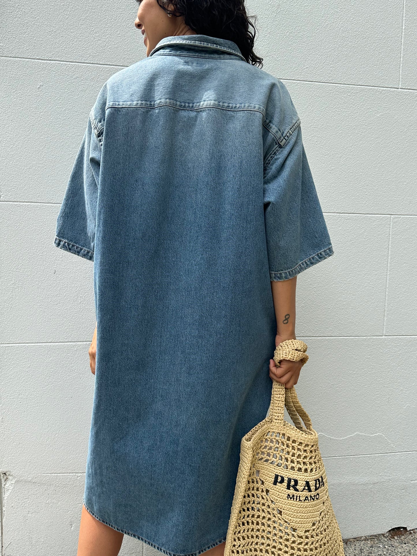 Balenciaga Denim Logo Shirt Dress Size 34
