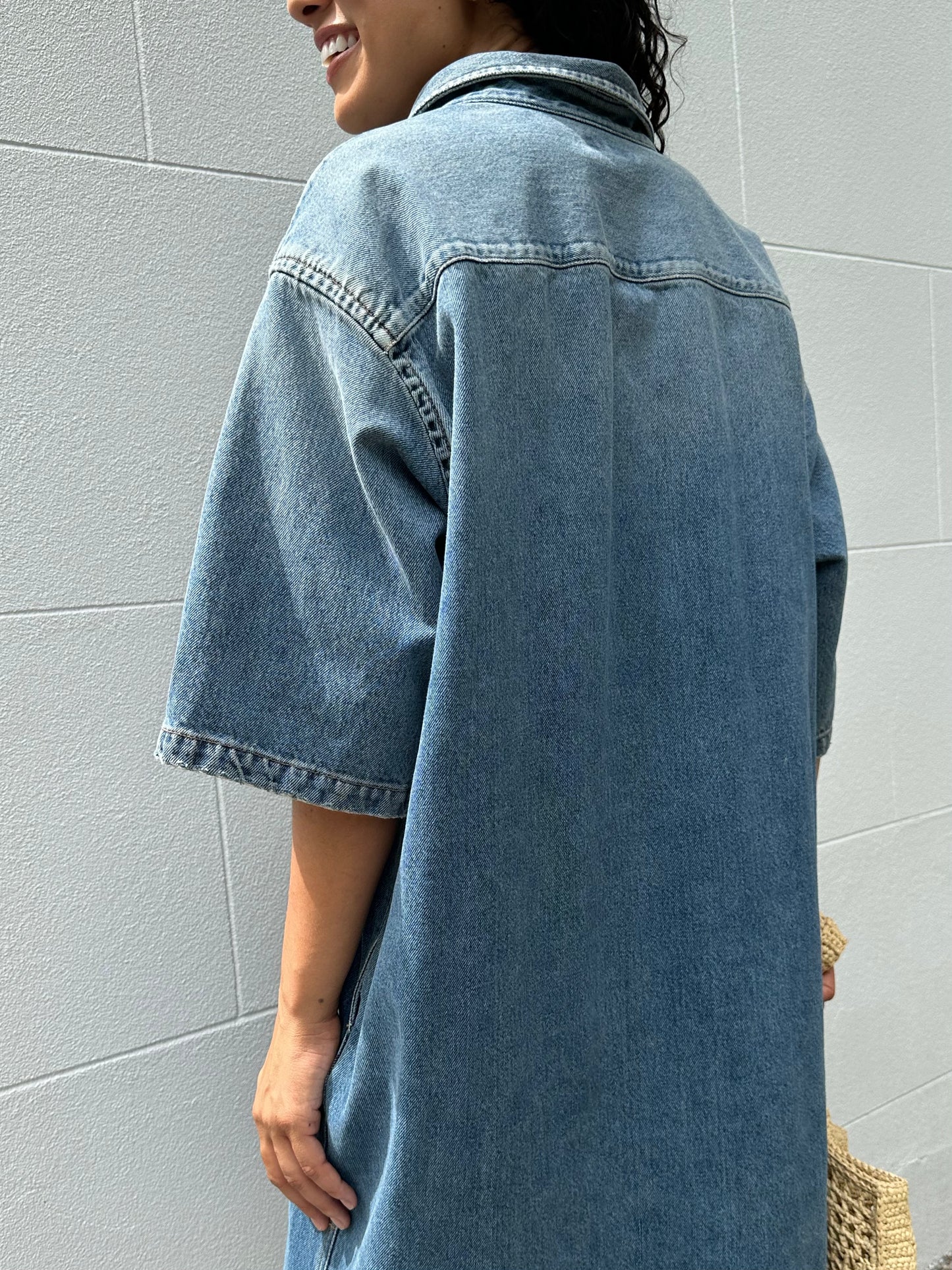 Balenciaga Denim Logo Shirt Dress Size 34