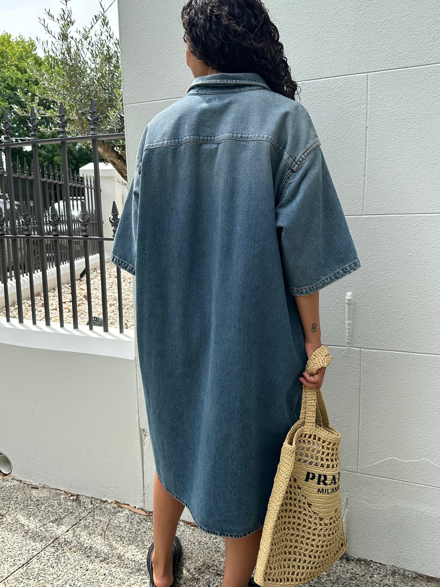 Balenciaga Denim Logo Shirt Dress Size 34