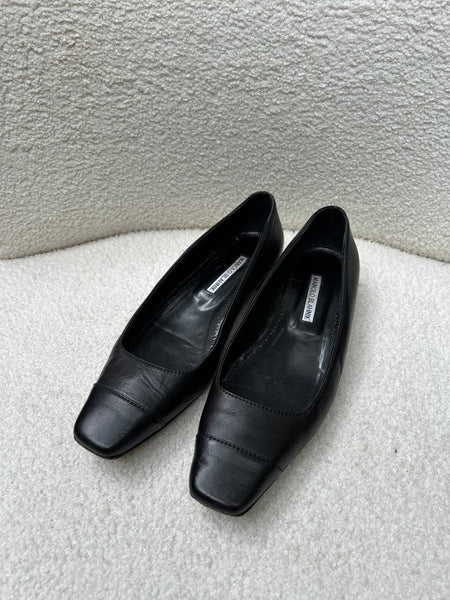 Manolo Blahnik Square Black Loafers Size 38