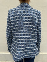 Balmain Blue Tweed Check Jacket Size 40