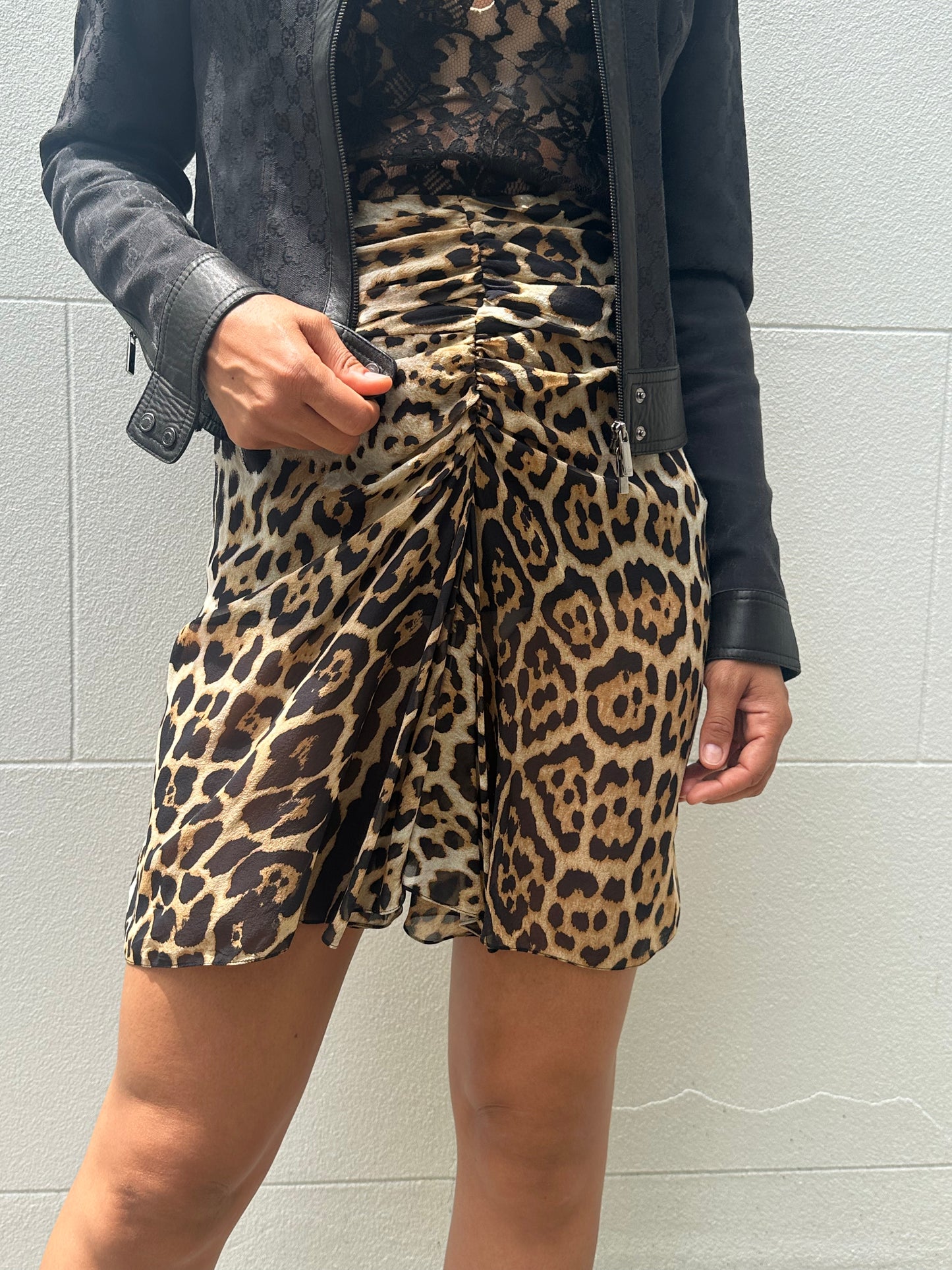 Saint Laurent Leopard Print Skirt Size 36
