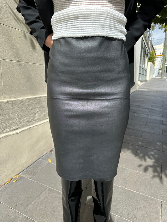 Marlene Birger Black Leather Skirt Size 38