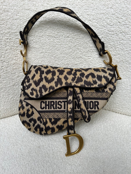 Christian Dior Leopard Print Saddle Bag