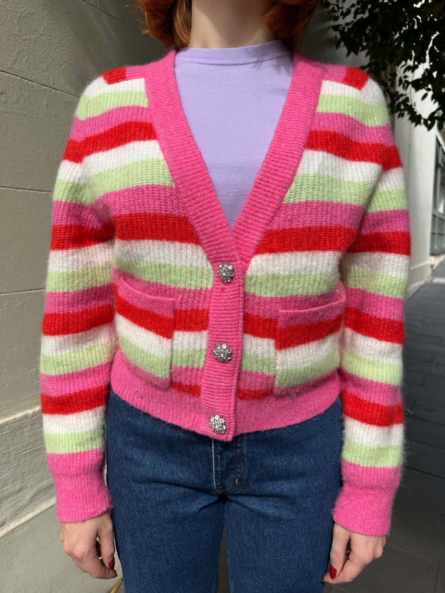 Ganni Candy Stripe Cardigan Size M