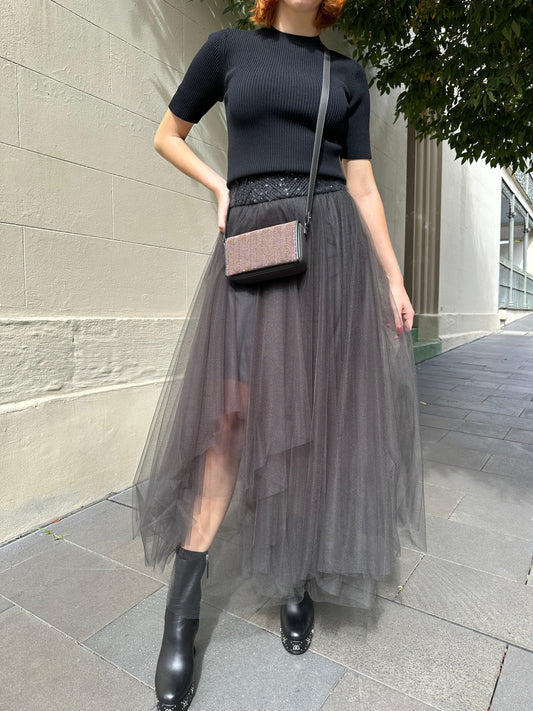 Brunello Cucinelli Grey Net Skirt Size 40