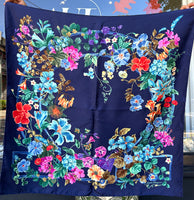 Salvatore Ferragamo Blue Floral Scarf