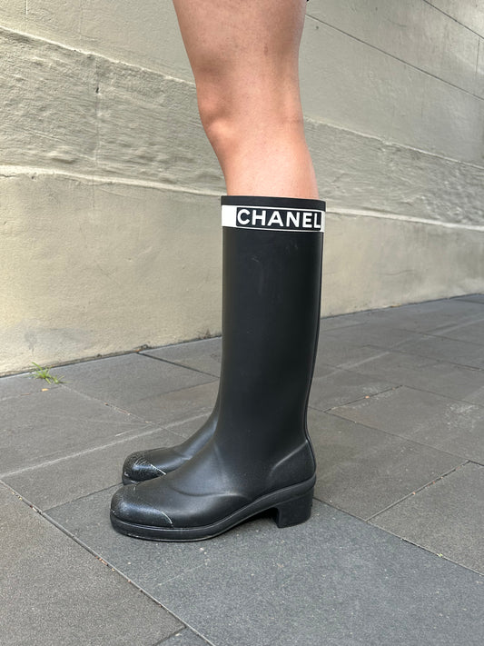 Chanel Logo Gumboots Size 40
