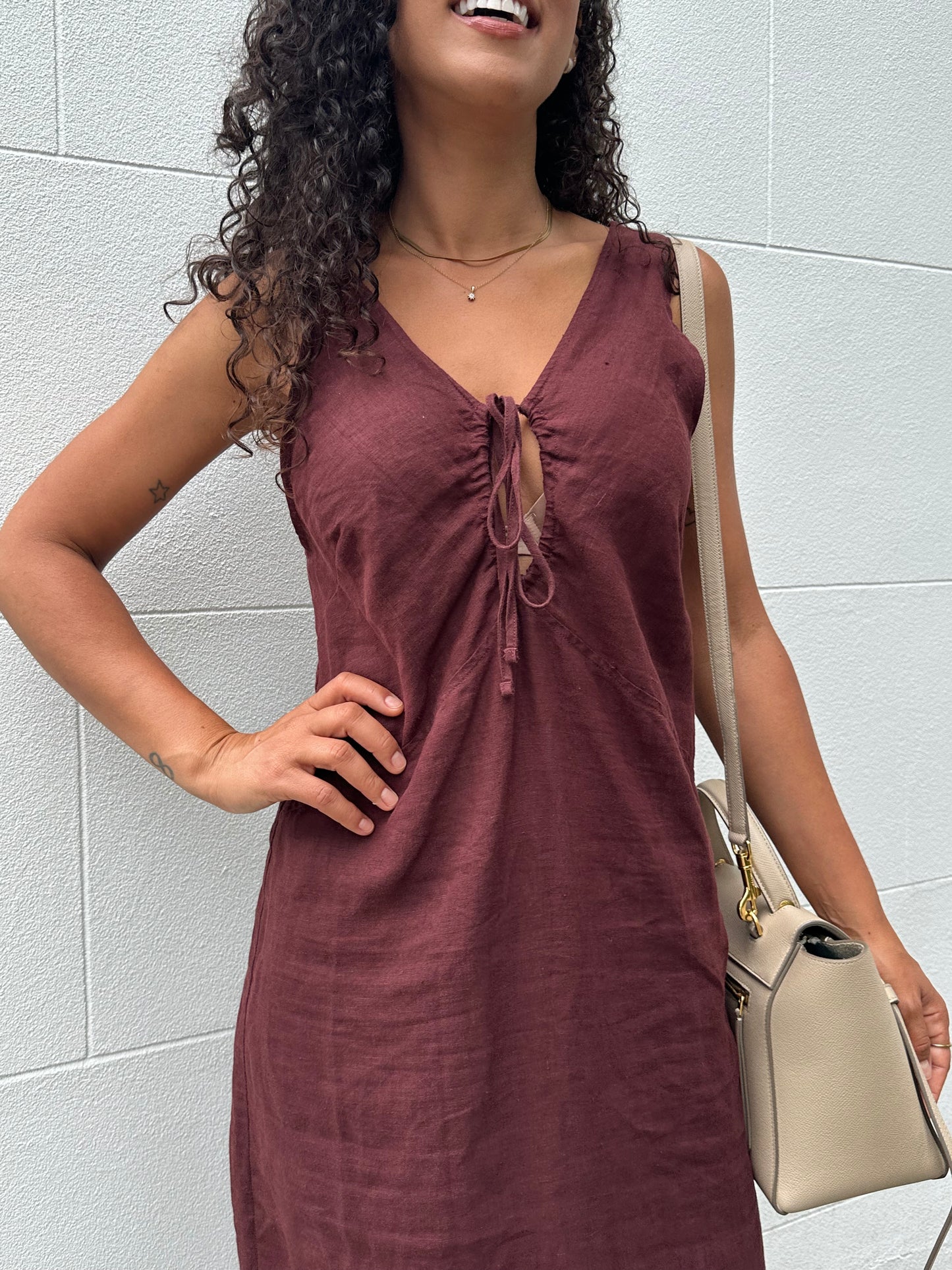 Deiji Burgundy Long Dress Size XS