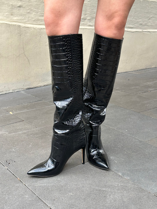 Paris Texas Black High Croc Boots Size 38