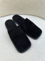 Khaite Suede Black Slides Size 37.5