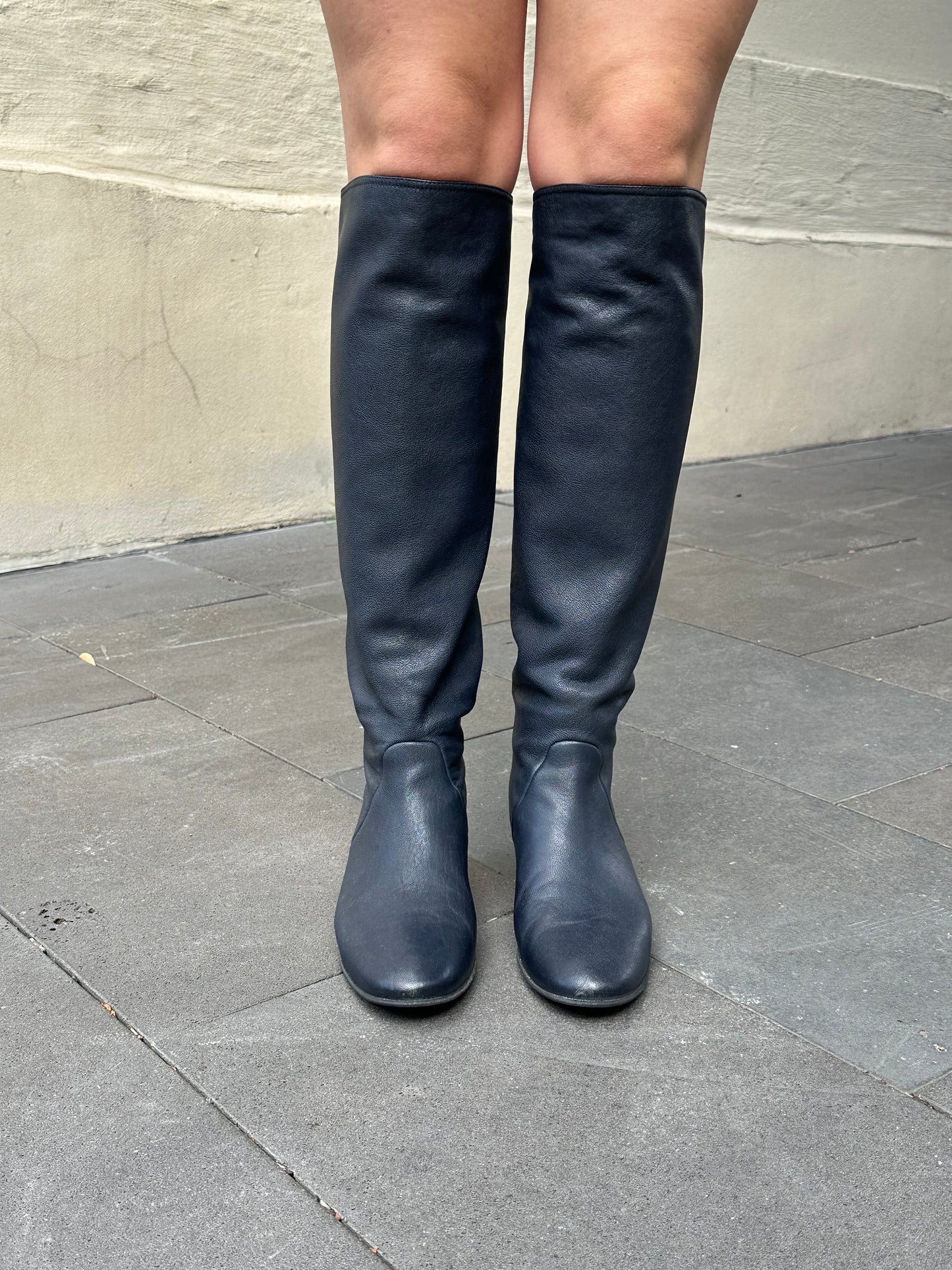 Lanvin High Navy Boots Size 38