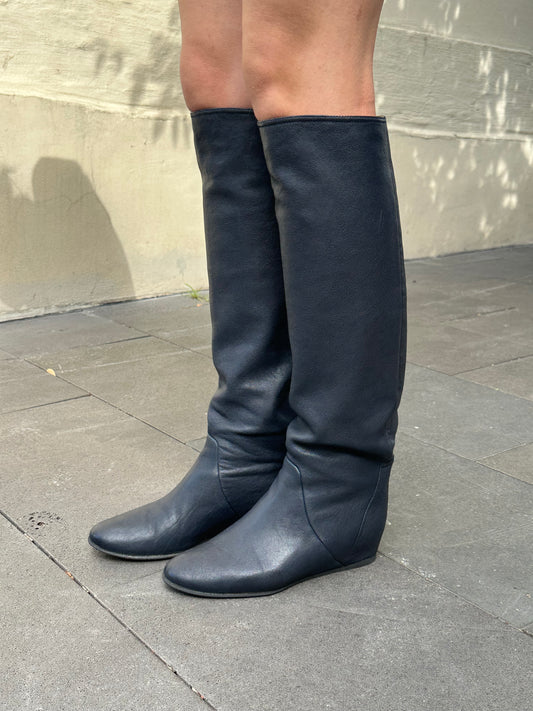 Lanvin High Navy Boots Size 38