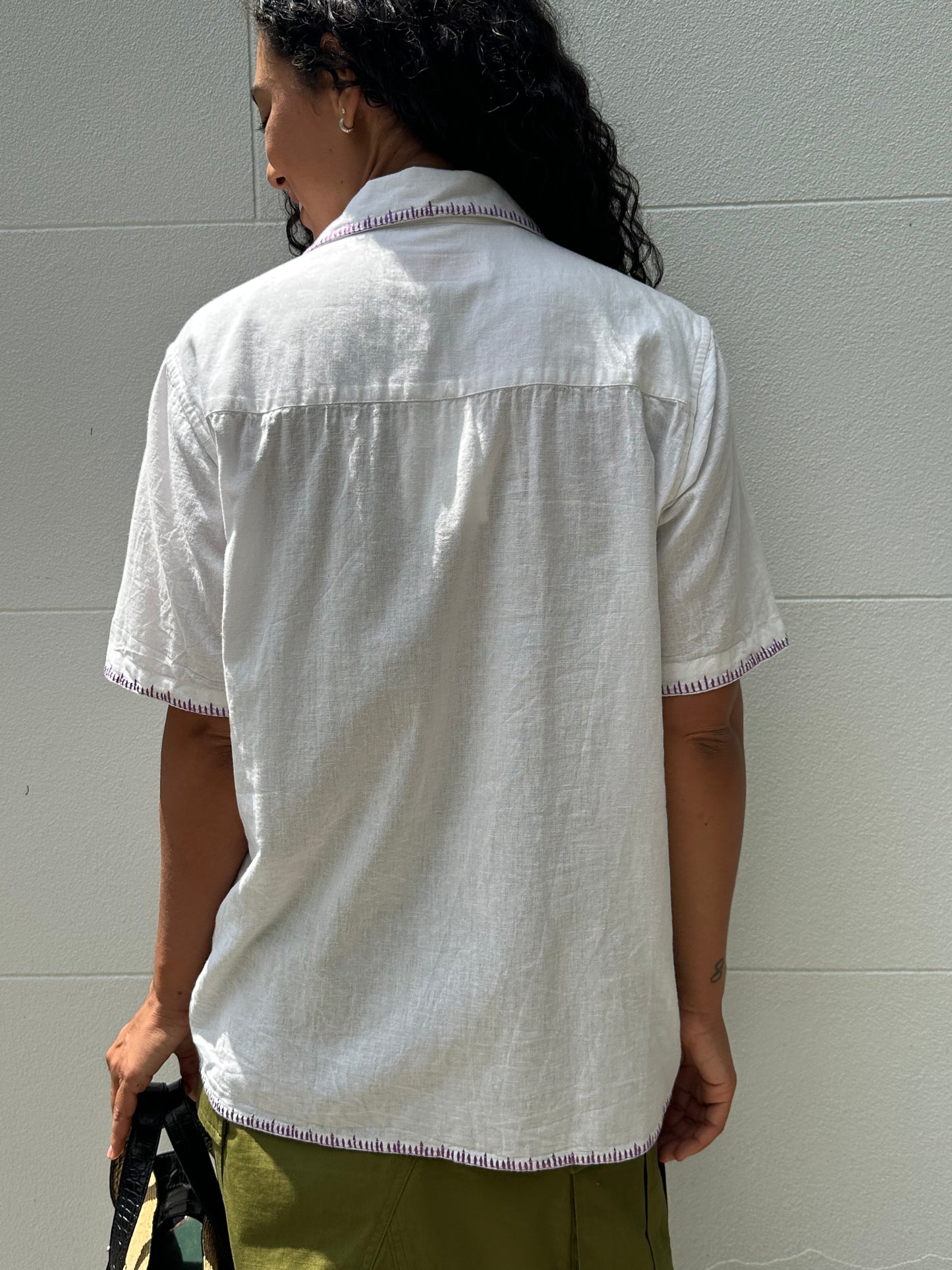 Perte D'ego White Embroidered Shirt Size M
