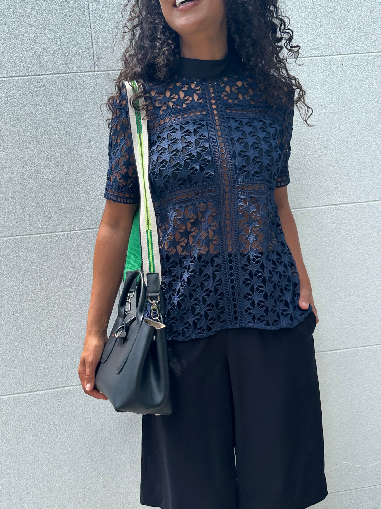 Self Portrait Navy Star Top Size 12