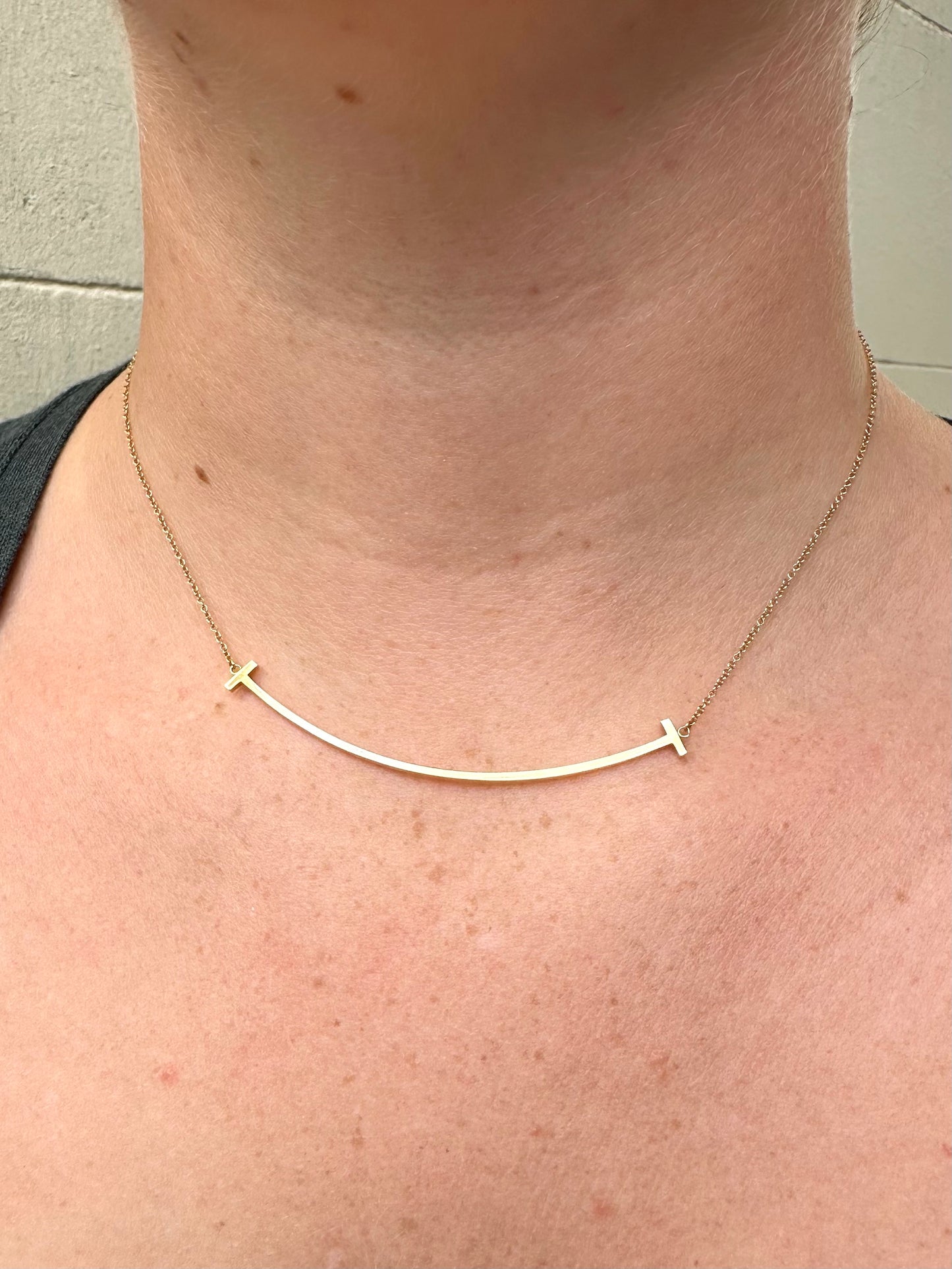 Tiffany Gold T Smile Necklace