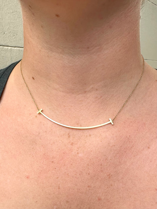 Tiffany Gold T Smile Necklace