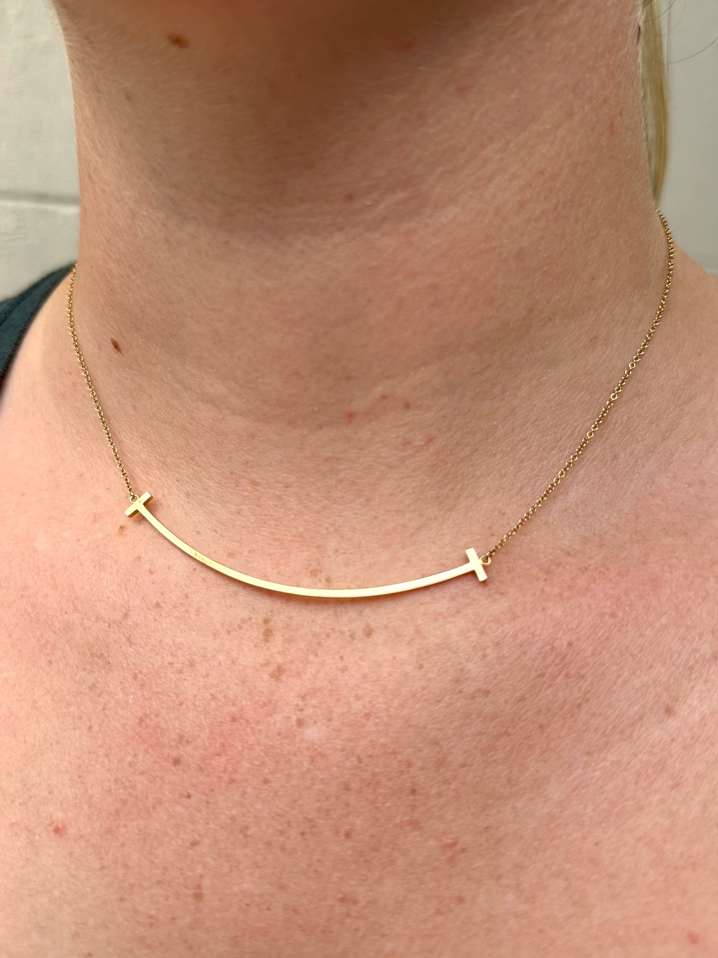 Tiffany Gold T Smile Necklace