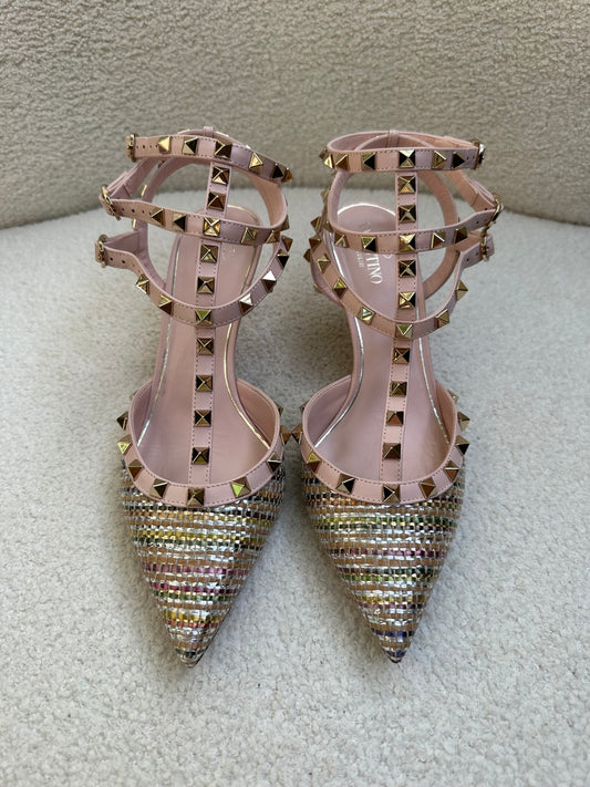Valentino Rockstud Raffia Pumps Size 38.5