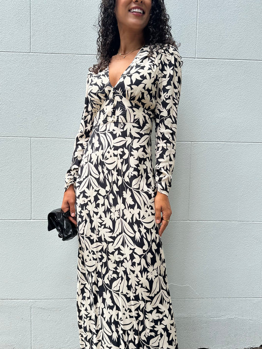 Rixo Black/White Floral Dress Size XS