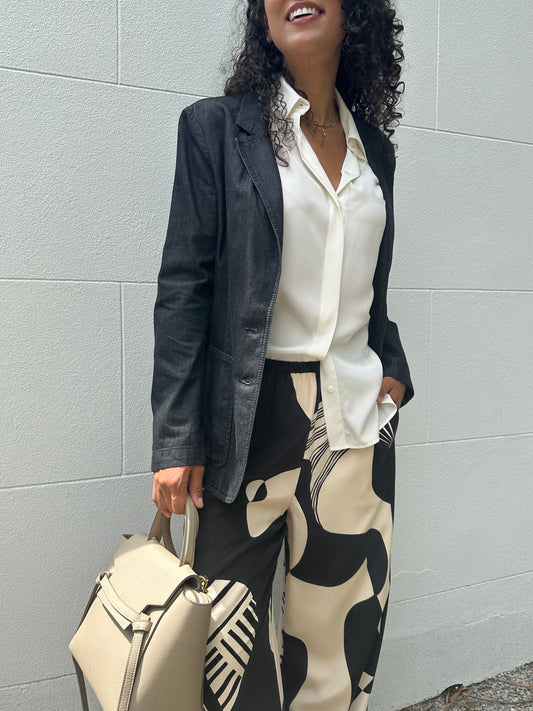 Sir Black Print Wide Pant Size 2