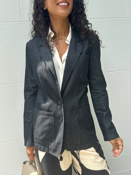 YSL Vintage Grey Denim Jacket Size 38