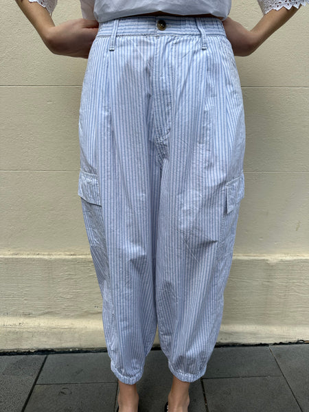 Bassike Blue Stripe Pant Size 0