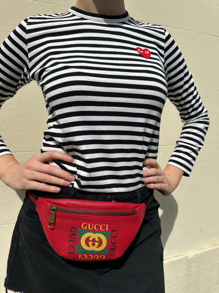 Gucci Hibiscus Red Leather Belt Bag