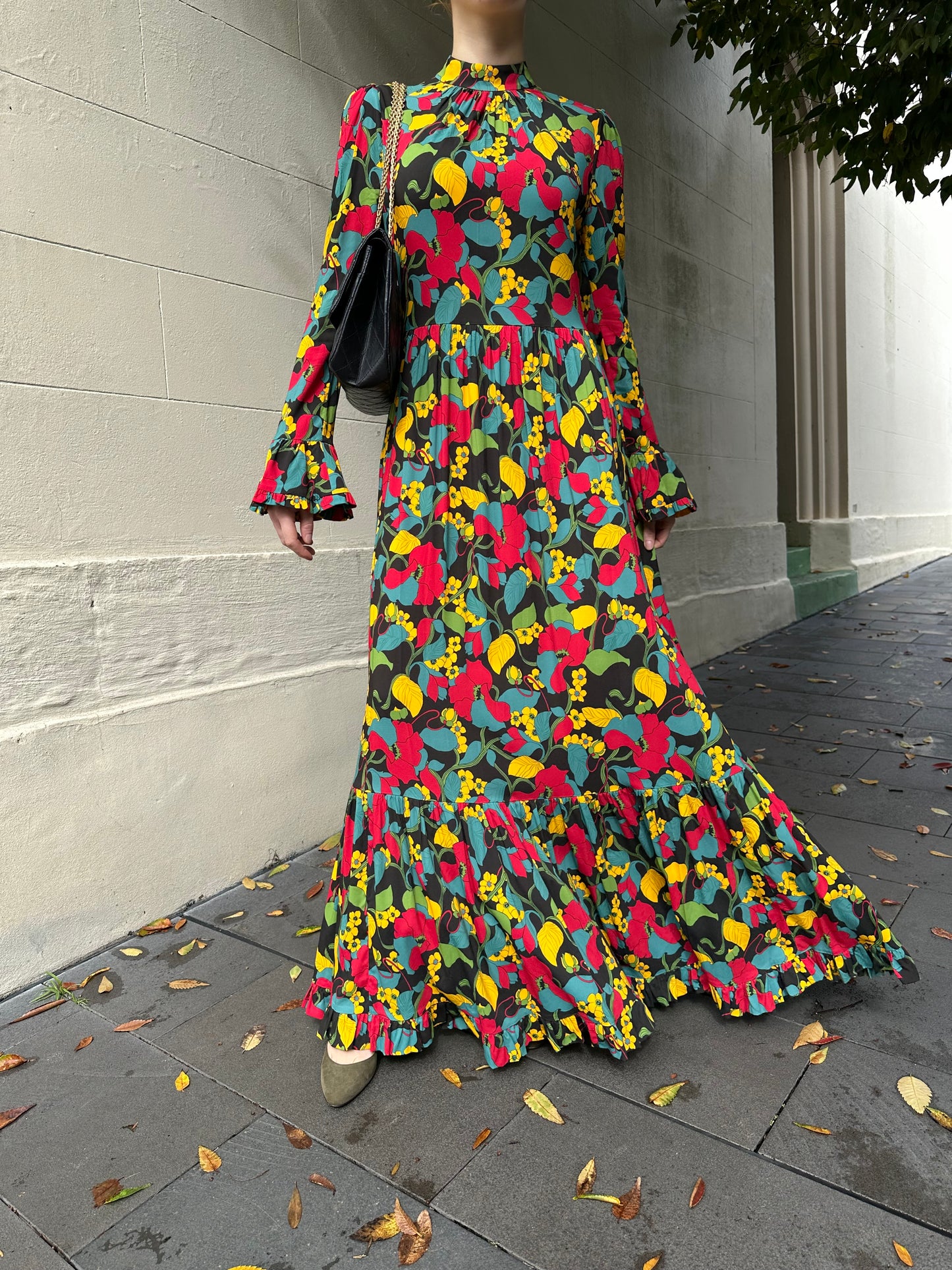 La Double J Yellow Floral Tier Dress Size M