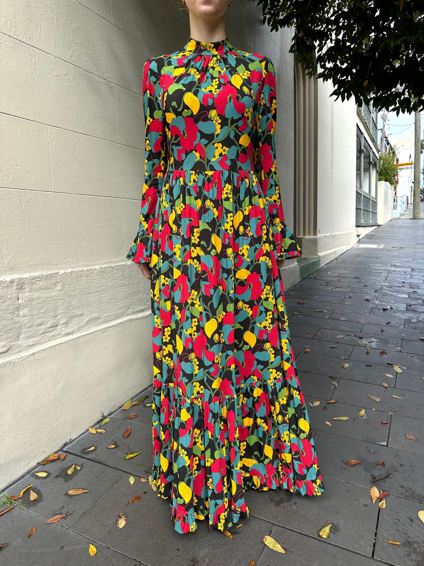 La Double J Yellow Floral Tier Dress Size M