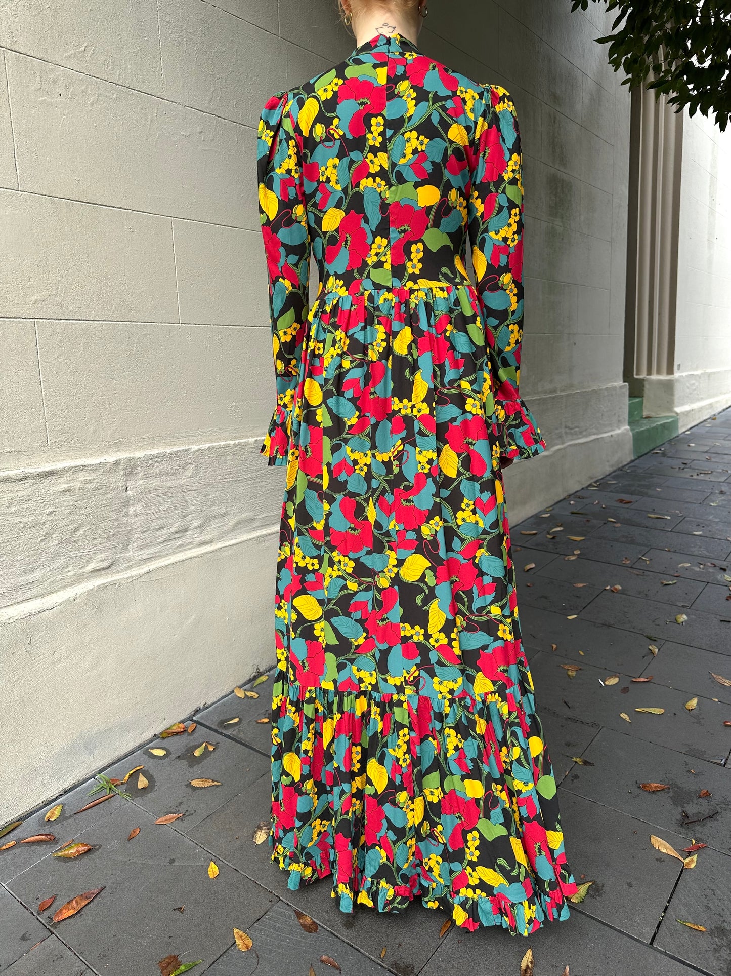 La Double J Yellow Floral Tier Dress Size M