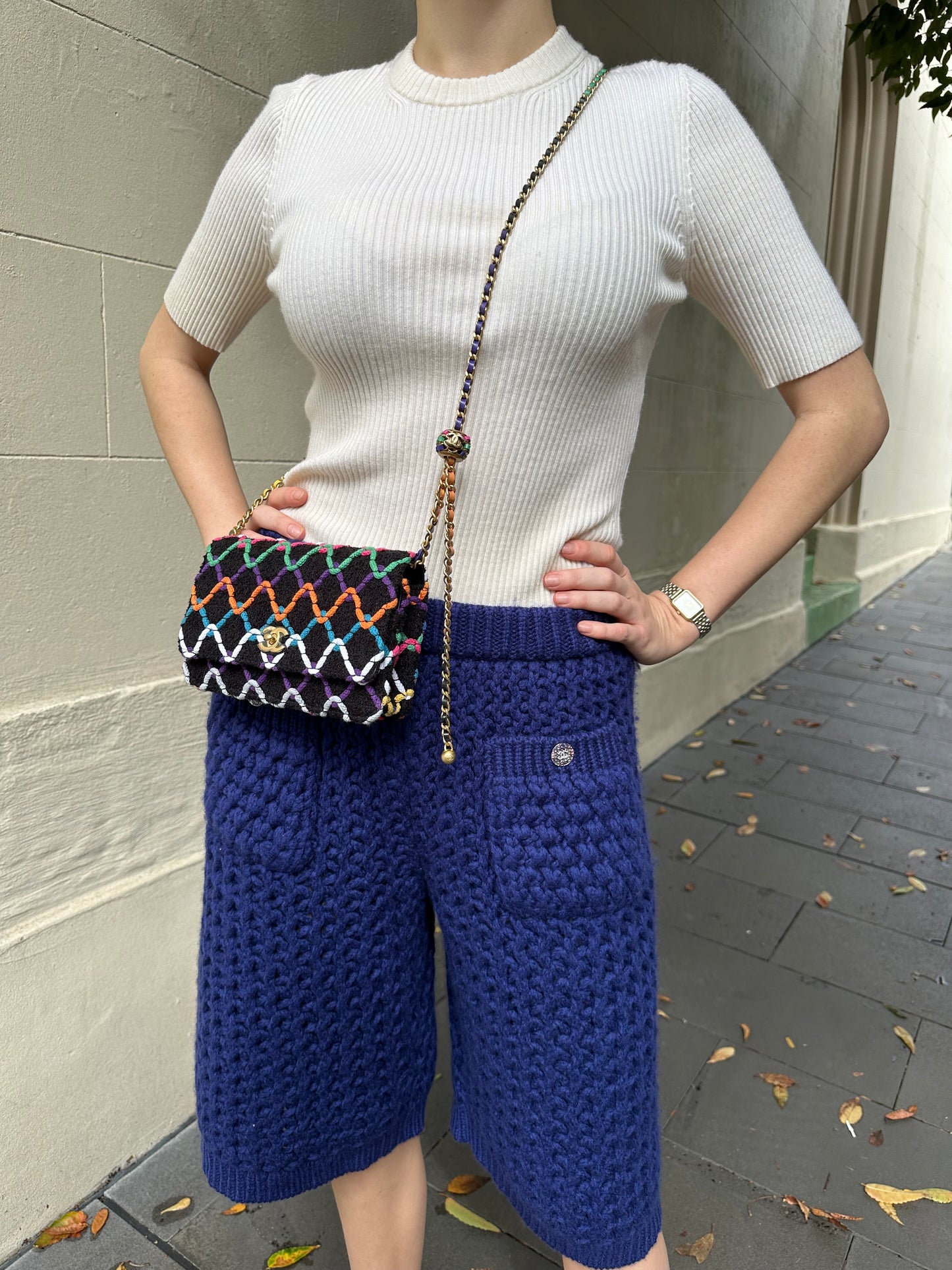 Chanel Blue Knit Shorts Size 38