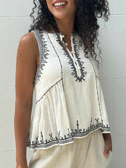 Isabel Marant Cream Black Stitch Top Size 36