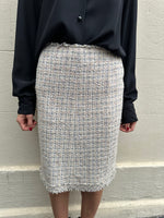 Chanel classic pink grey tweed skirt Size 38