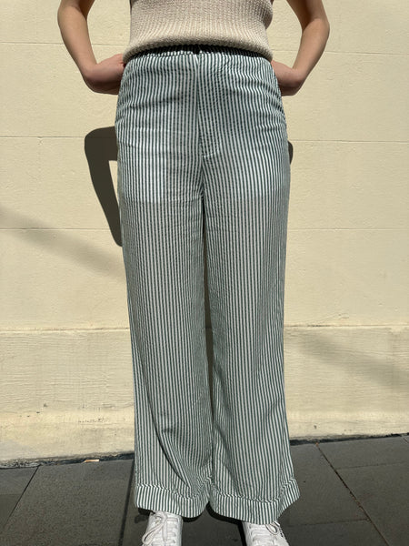 Bassike Green Stripe Pant Size 00