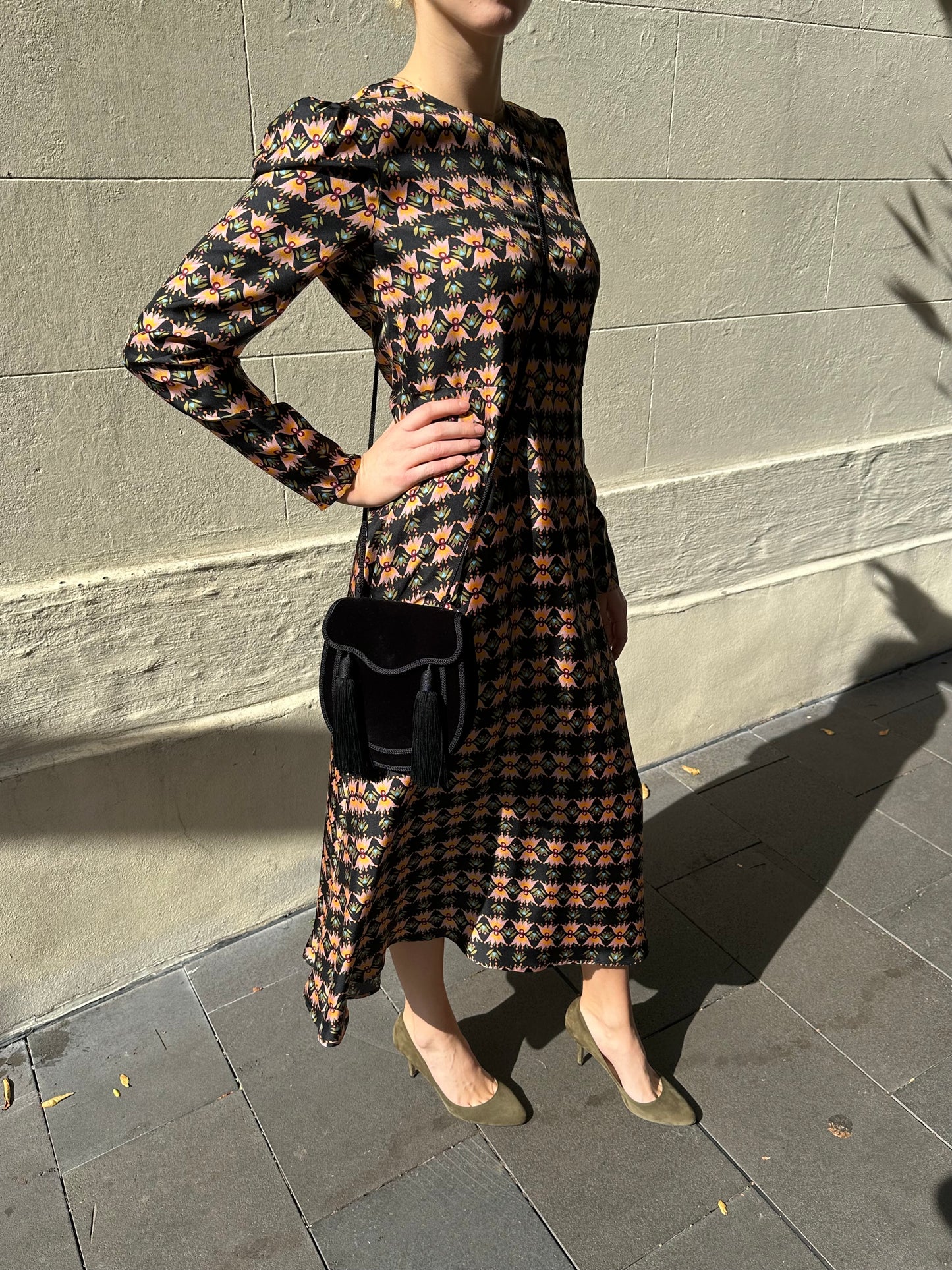 La double J Black Print Dress Size M